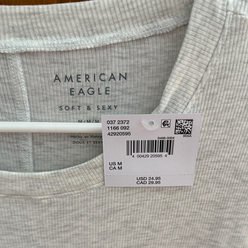 American Eagle Outfitters Women's Light Gray Muscle Tee - Picture 2 of 2